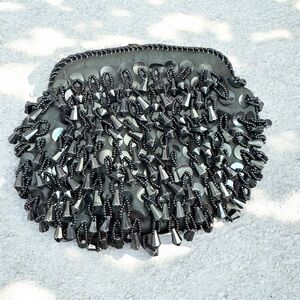 Vintage Black Beaded Clutch formal